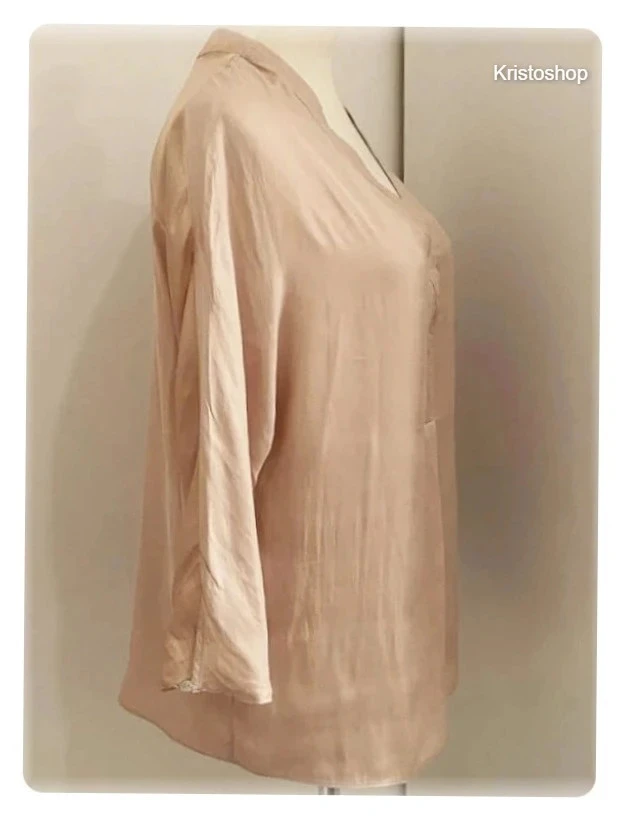 Blusa Zara Basic fluida Talla S tono Champán – photo 2